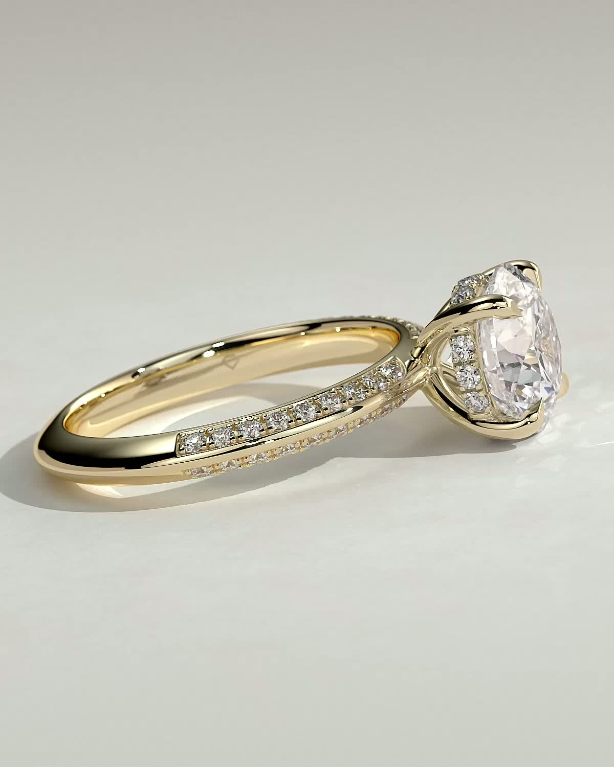 Round Halo, Pave & Split Shank Engagement Ring – 1.93 CT Lab Grown Diamond