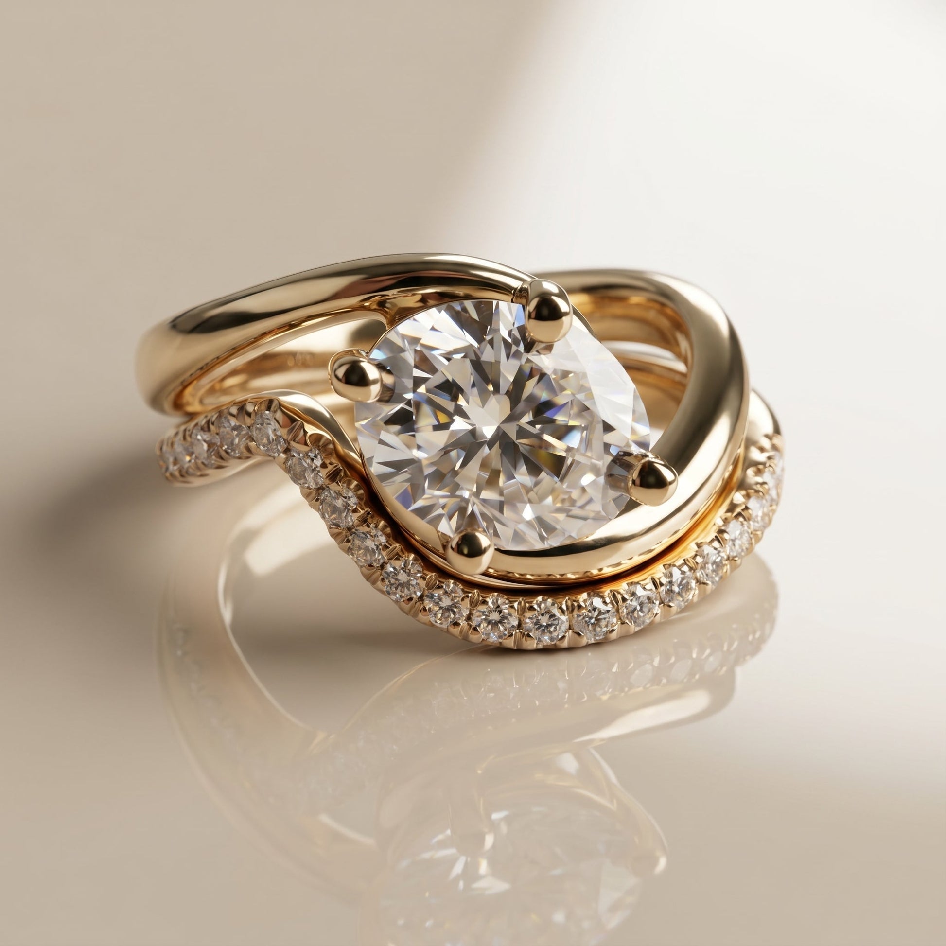 1.0 CT Round Solitaire Moissanite Diamond Bridal Ring Set