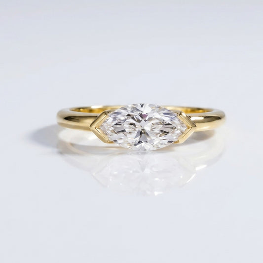 Marquise Swirl Solitaire Engagement Ring – 1 CT Lab Grown Diamond