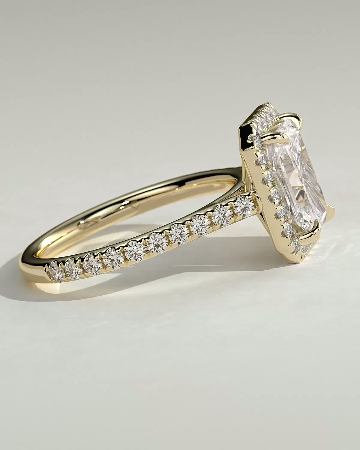 Round Halo, Pave & Split Shank Engagement Ring – 1.93 CT Lab Grown Diamond