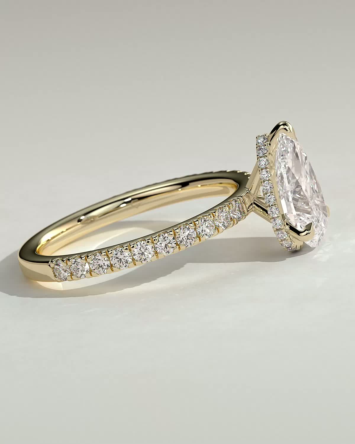 Round Halo, Pave & Split Shank Engagement Ring – 1.93 CT Lab Grown Diamond