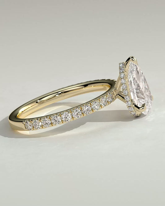 Round Halo, Pave & Split Shank Engagement Ring – 1.93 CT Lab Grown Diamond