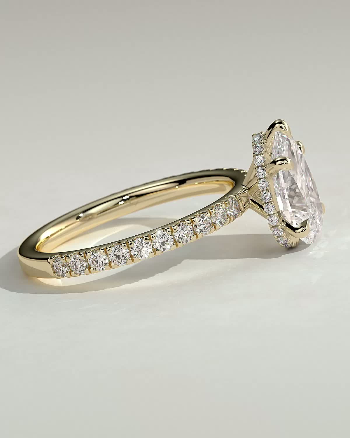Round Halo, Pave & Split Shank Engagement Ring – 1.93 CT Lab Grown Diamond