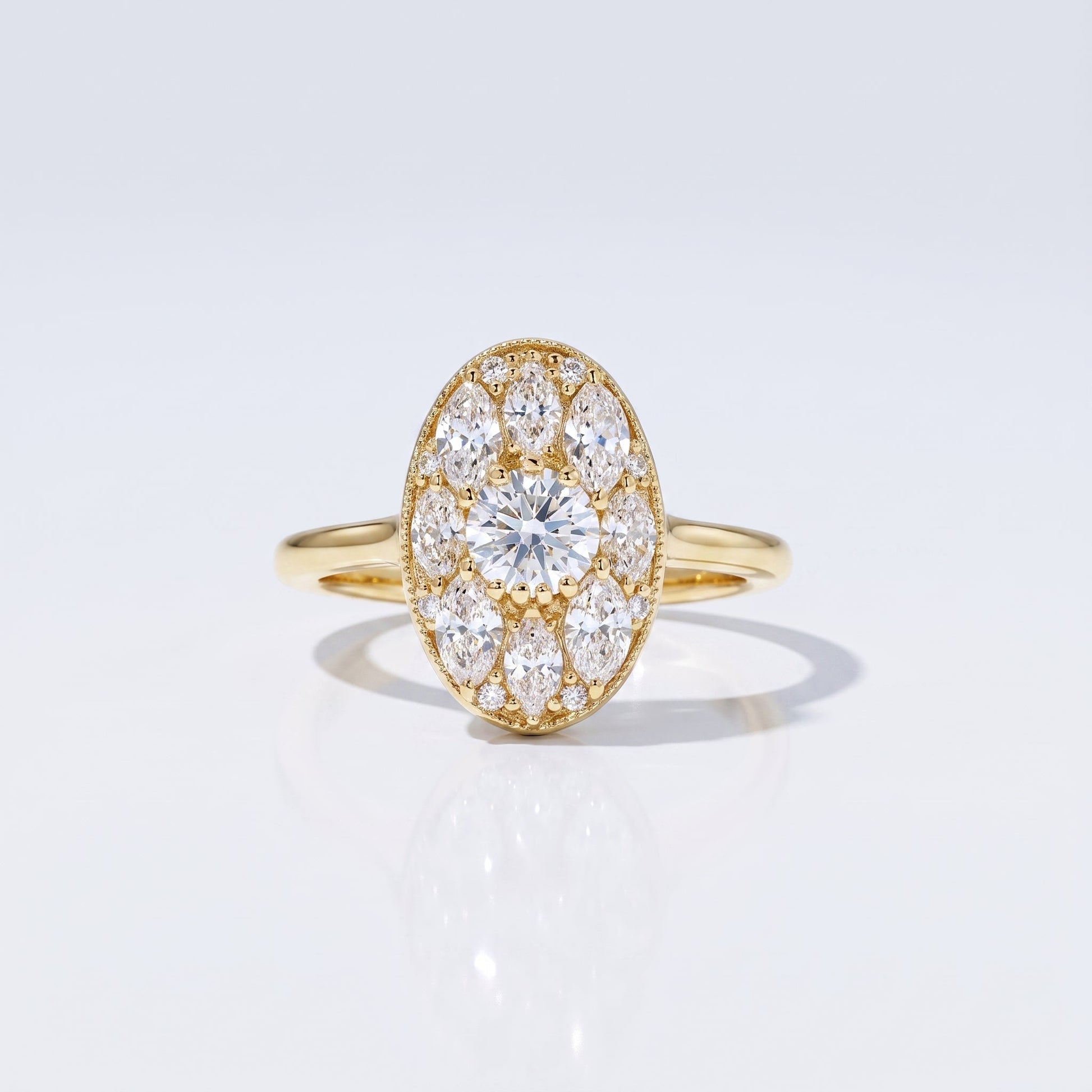 Marquise Swirl Solitaire Engagement Ring – 1 CT Lab Grown Diamond