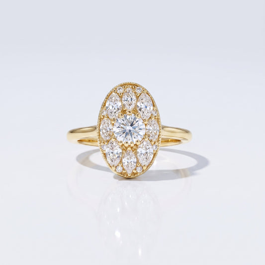 Marquise Swirl Solitaire Engagement Ring – 1 CT Lab Grown Diamond