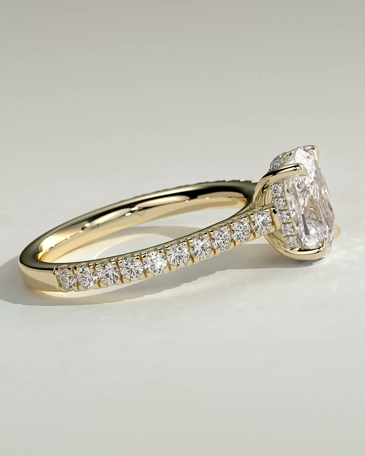 Round Halo, Pave & Split Shank Engagement Ring – 1.93 CT Lab Grown Diamond