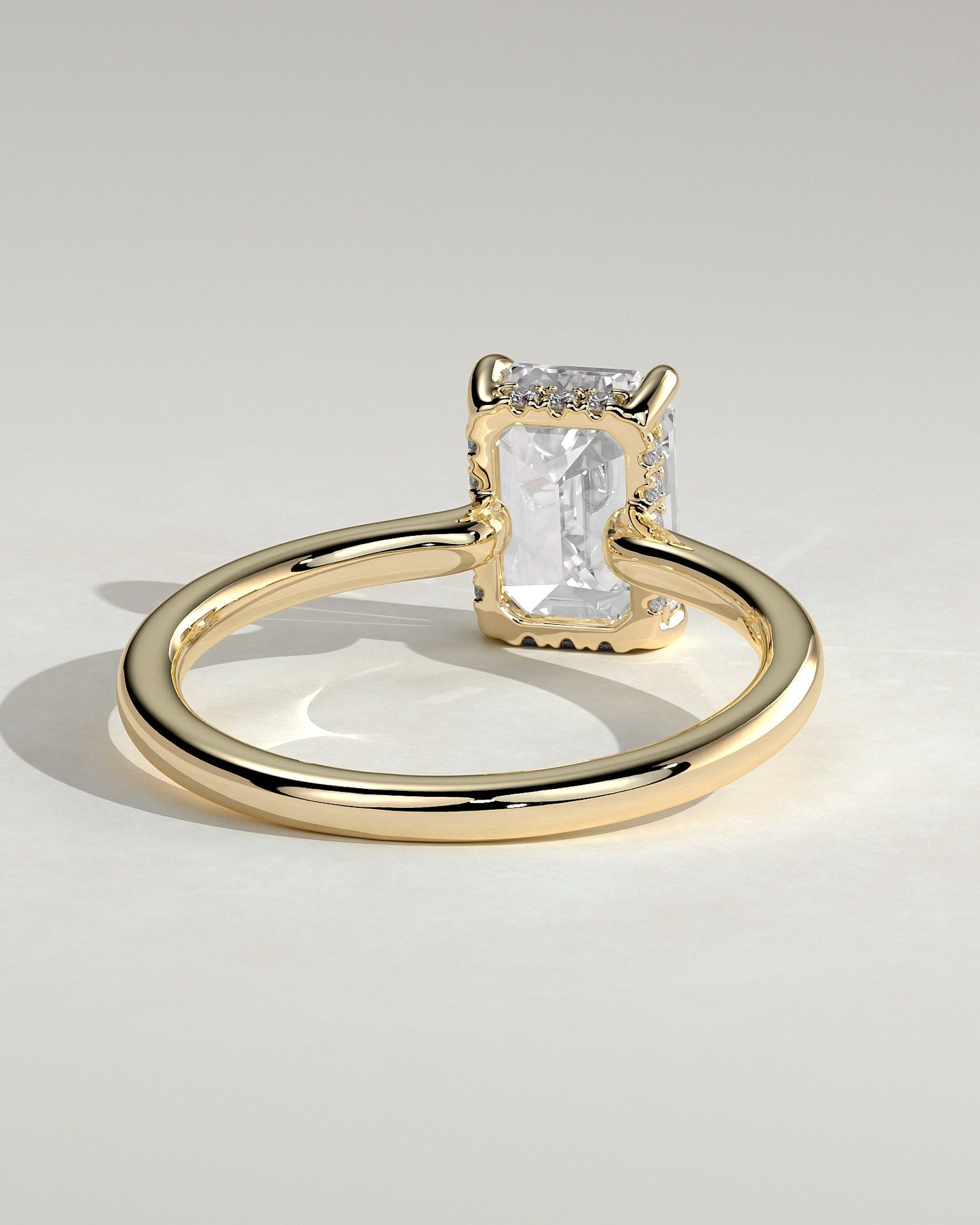 Emerald Hidden Halo Lab Grown Diamond Engagement Ring