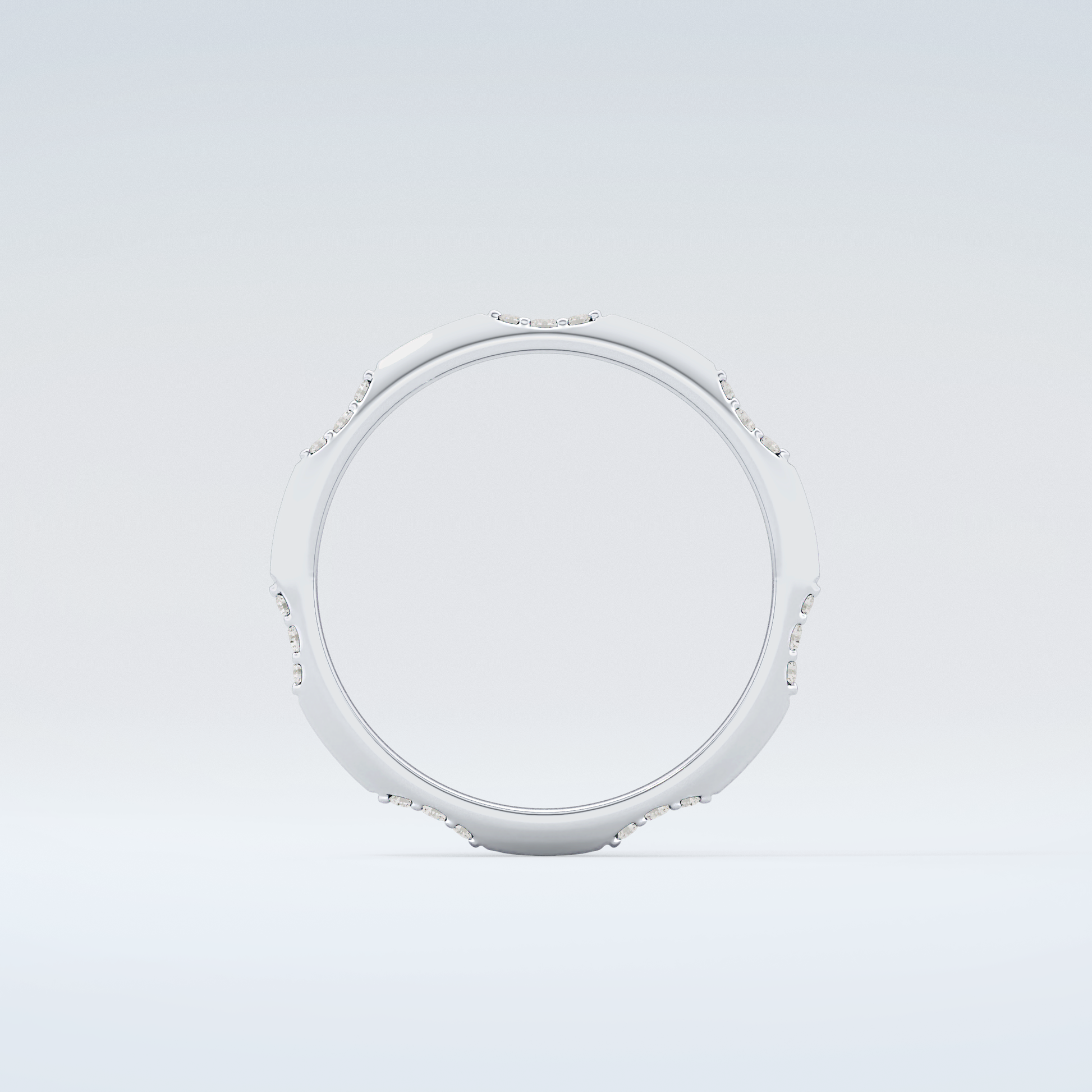 0.09 TCW Round Shaped Moissanite Wedding Band 14