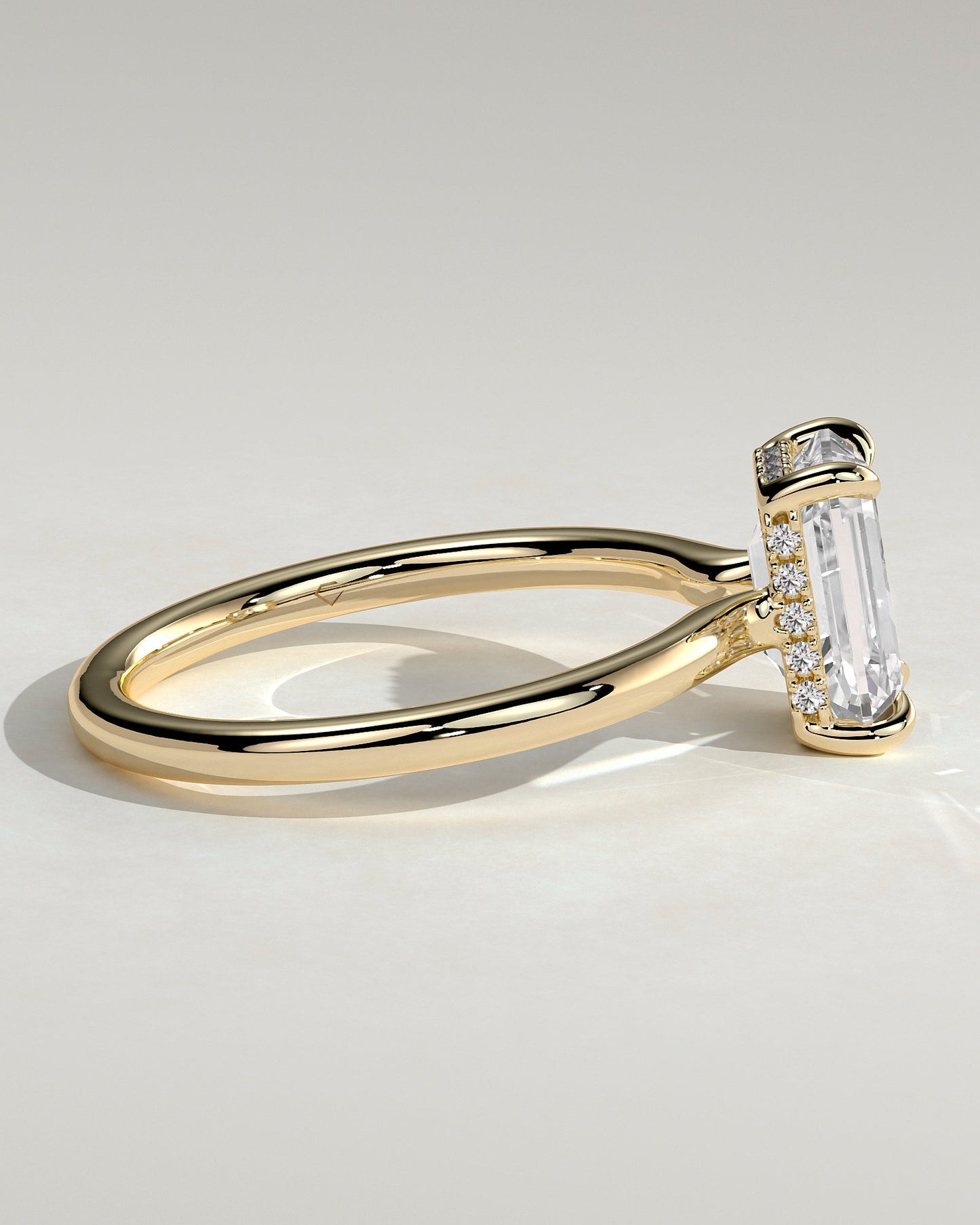 Emerald Hidden Halo Lab Grown Diamond Engagement Ring