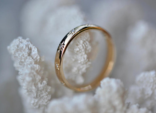 0.10 CT Round Flush Setting CVD Diamond Wedding Band (US Size 4.5 Ready To Ship)