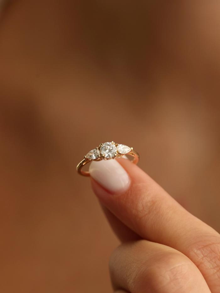 Marquise Cut Cluster Styled Lab Grown Diamond Engagement Ring