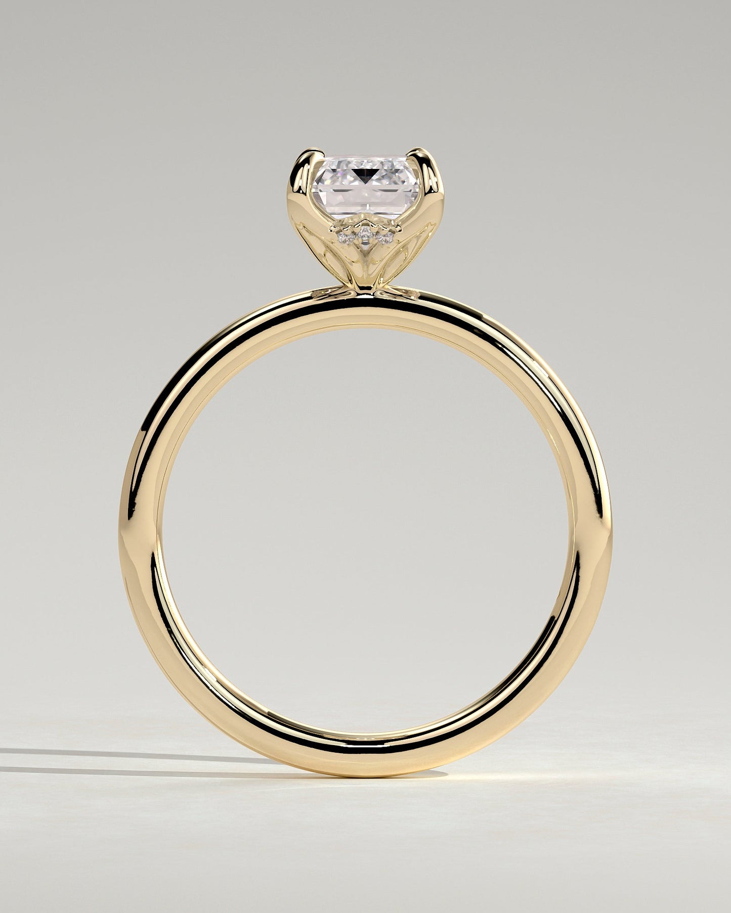 Emerald Hidden Halo Lab Grown Diamond Engagement Ring