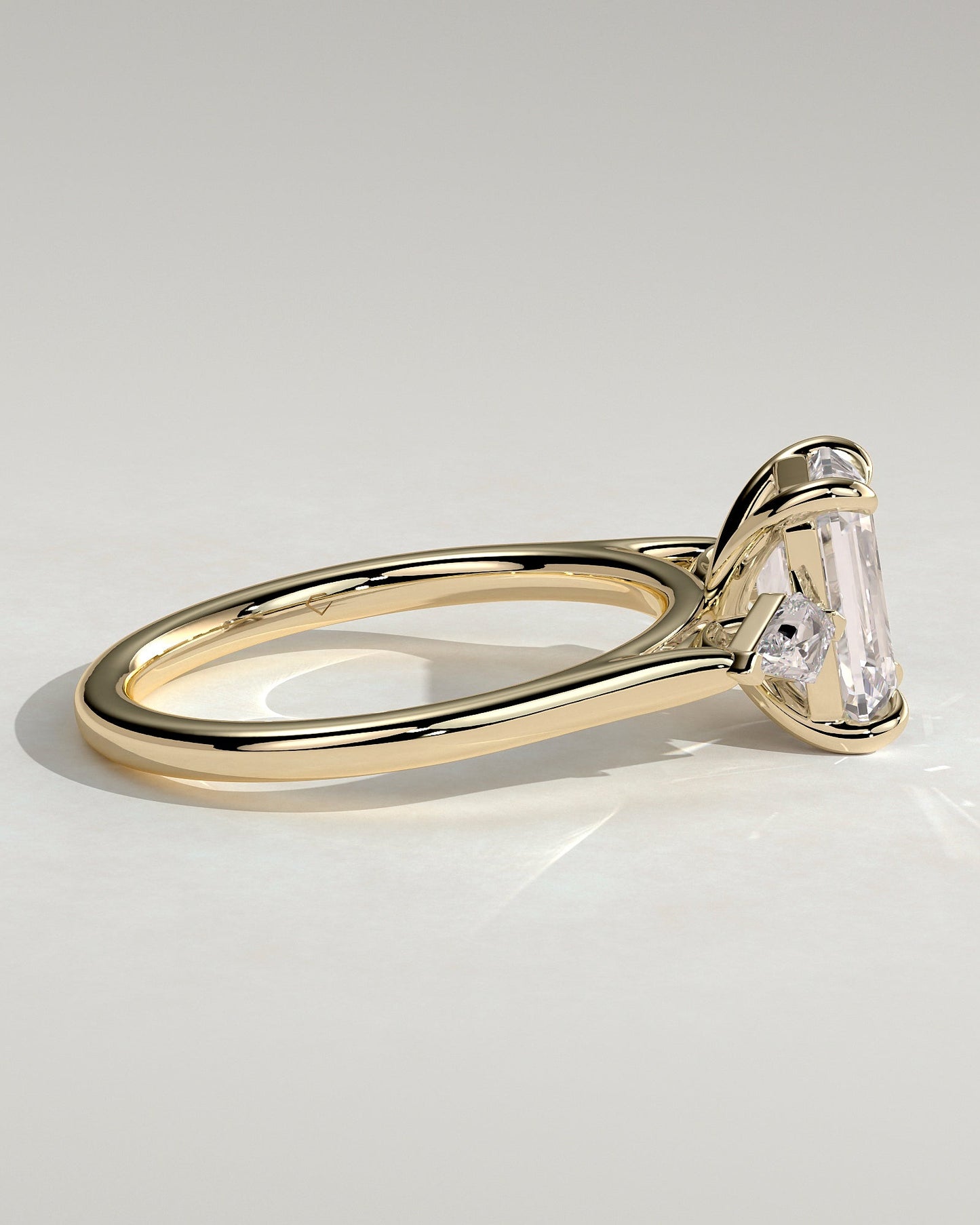 Emerald Three Stones Lab Grown Diamond Engagement Ring