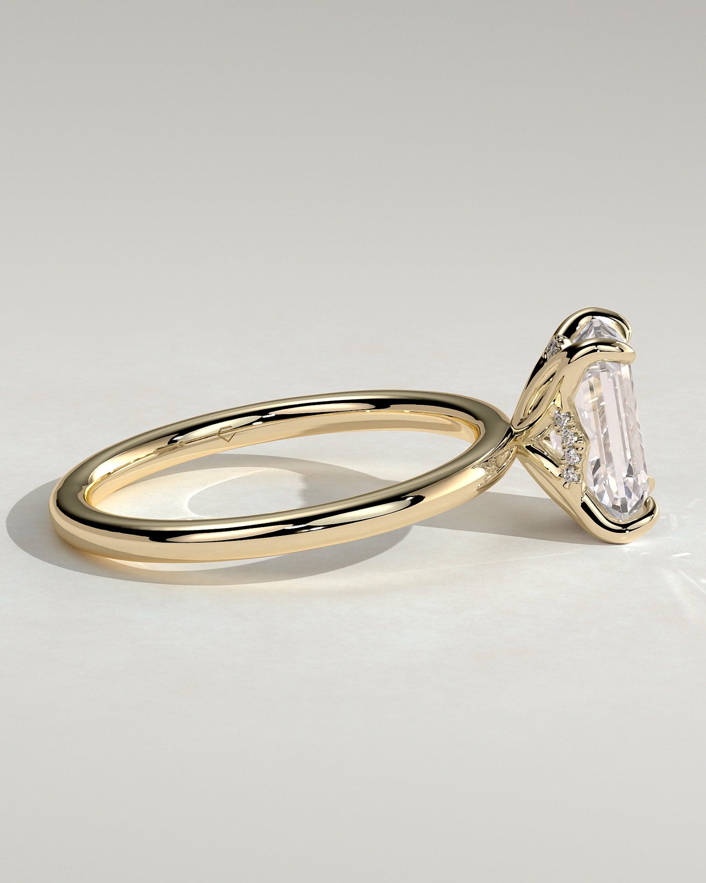 Emerald Hidden Halo Lab Grown Diamond Engagement Ring