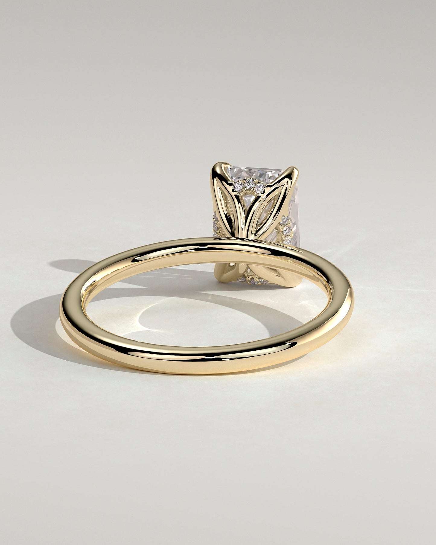 Emerald Hidden Halo Lab Grown Diamond Engagement Ring