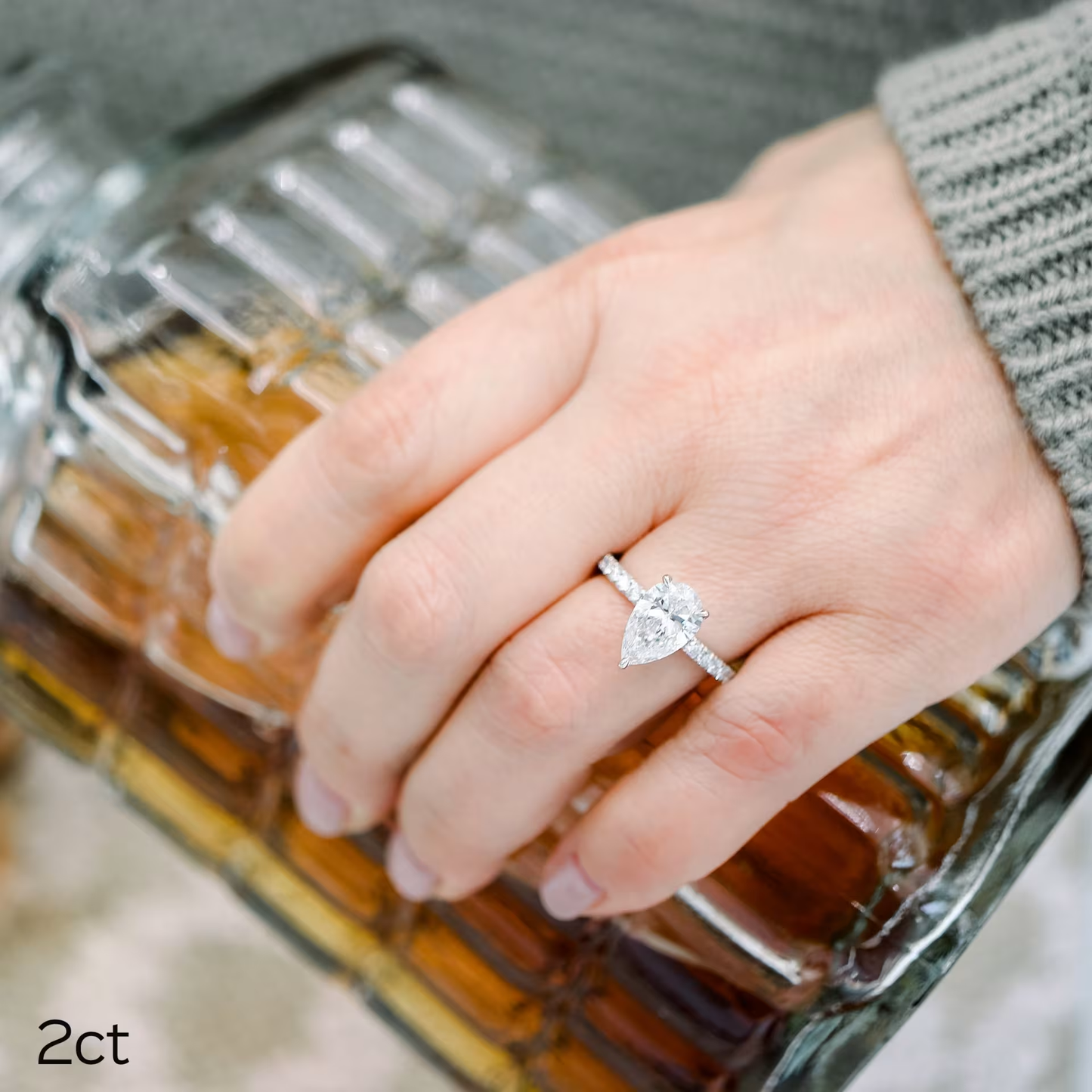 Marquise Cut Cluster Styled Lab Grown Diamond Engagement Ring