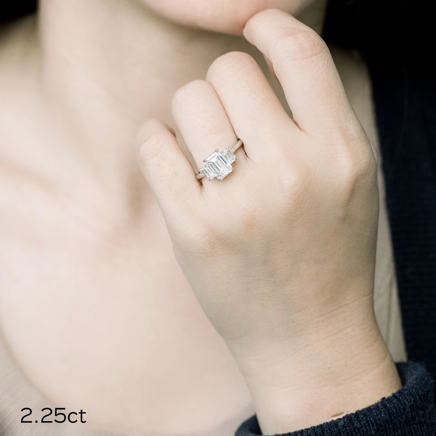 Marquise Cut Cluster Styled Lab Grown Diamond Engagement Ring