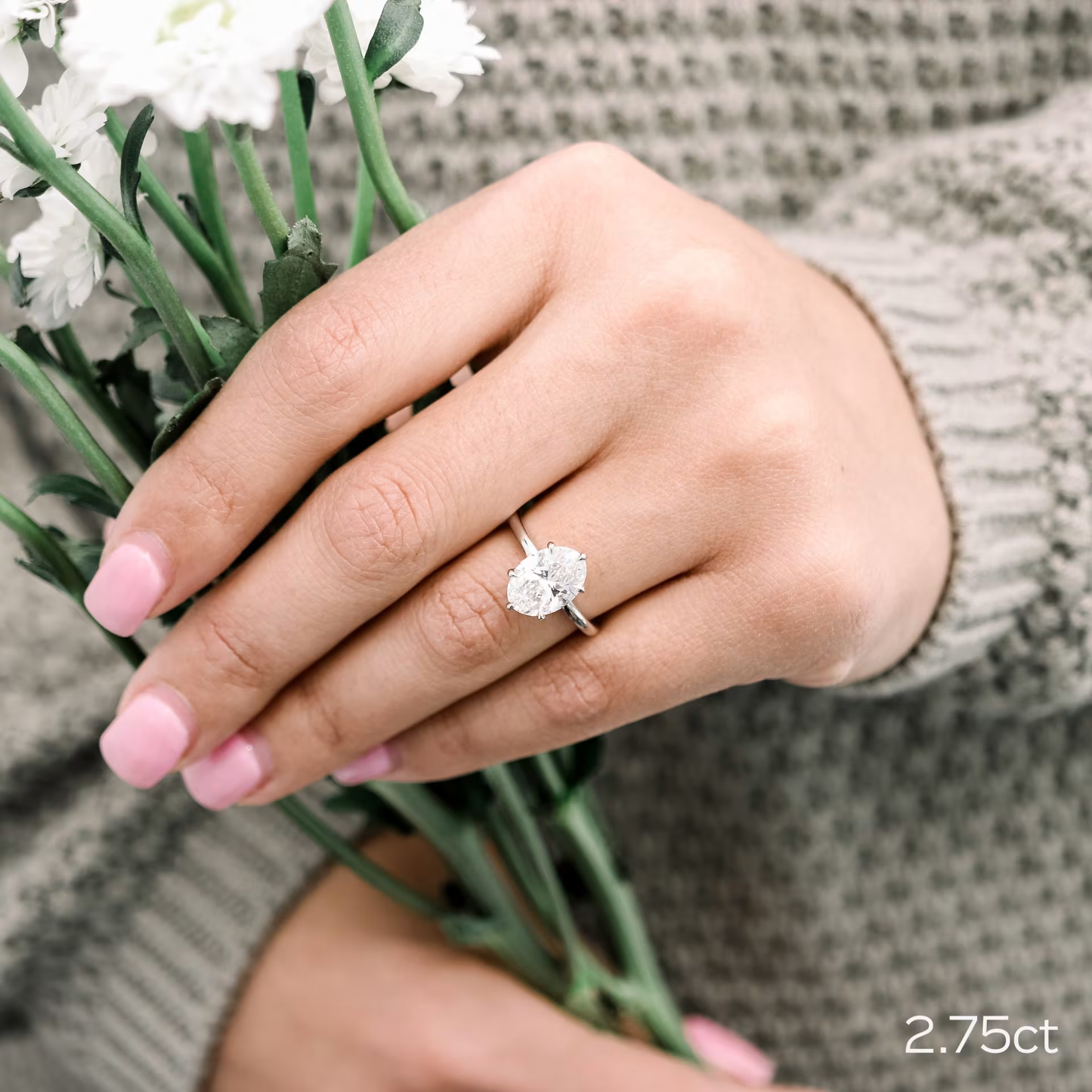 Marquise Cut Cluster Styled Lab Grown Diamond Engagement Ring