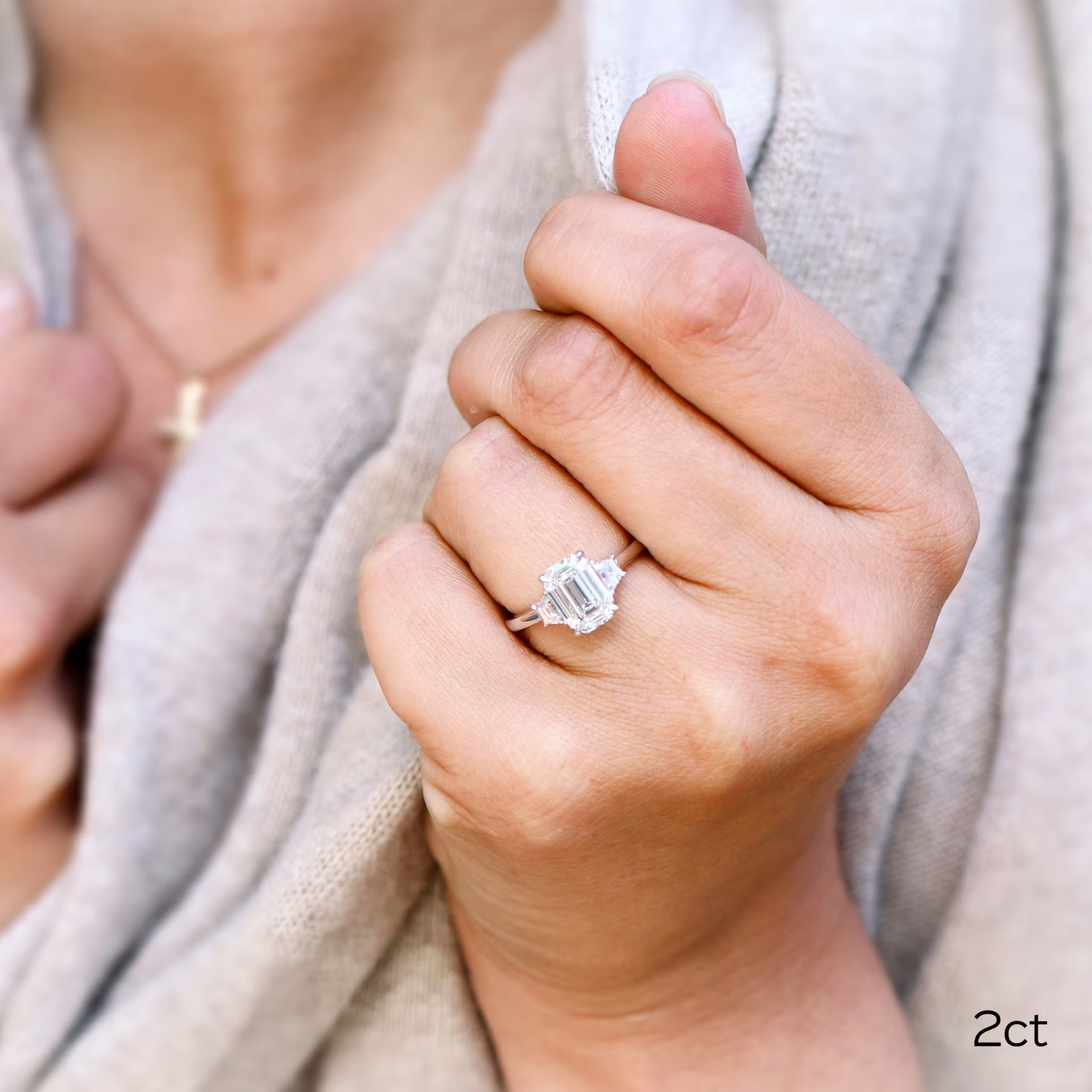 Marquise Cut Cluster Styled Lab Grown Diamond Engagement Ring