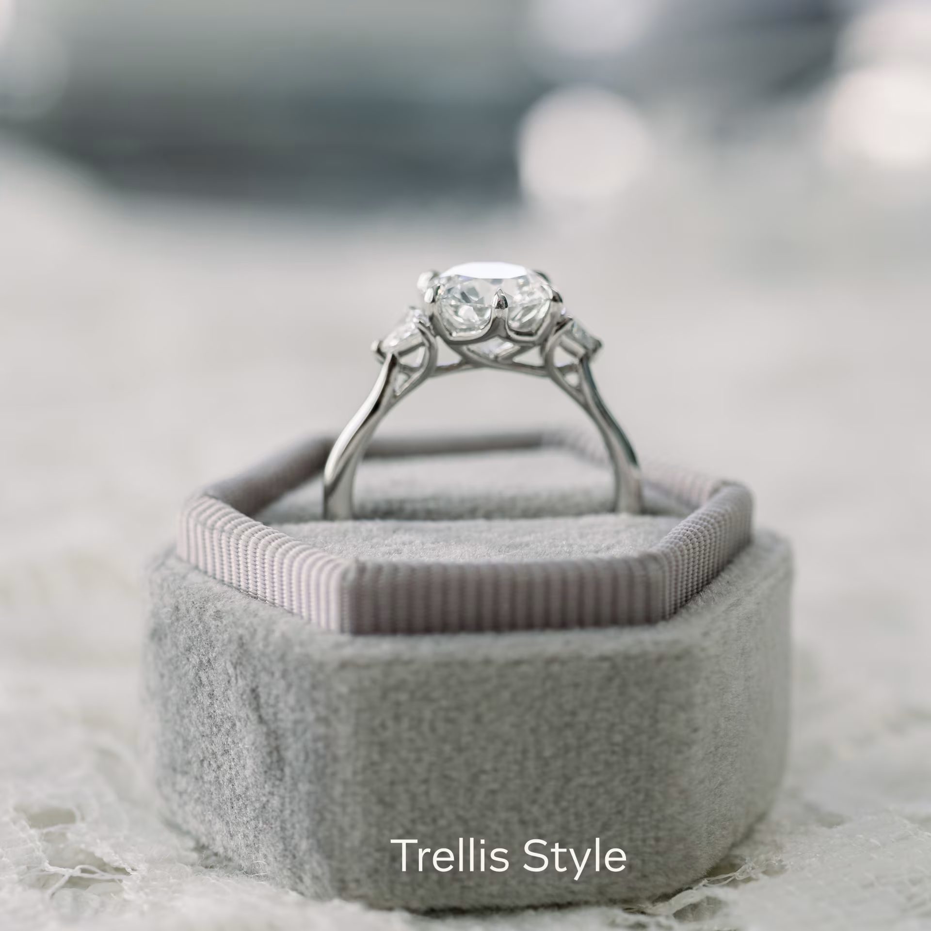 Marquise Cut Cluster Styled Lab Grown Diamond Engagement Ring