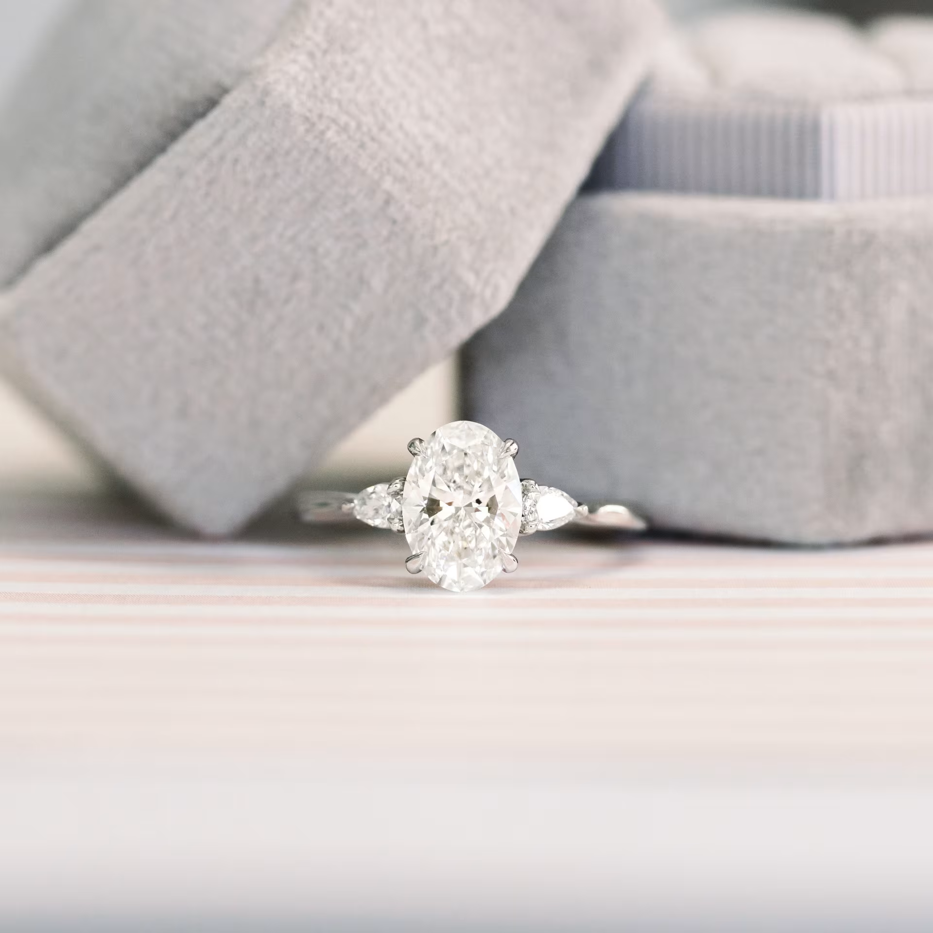 Marquise Cut Cluster Styled Lab Grown Diamond Engagement Ring