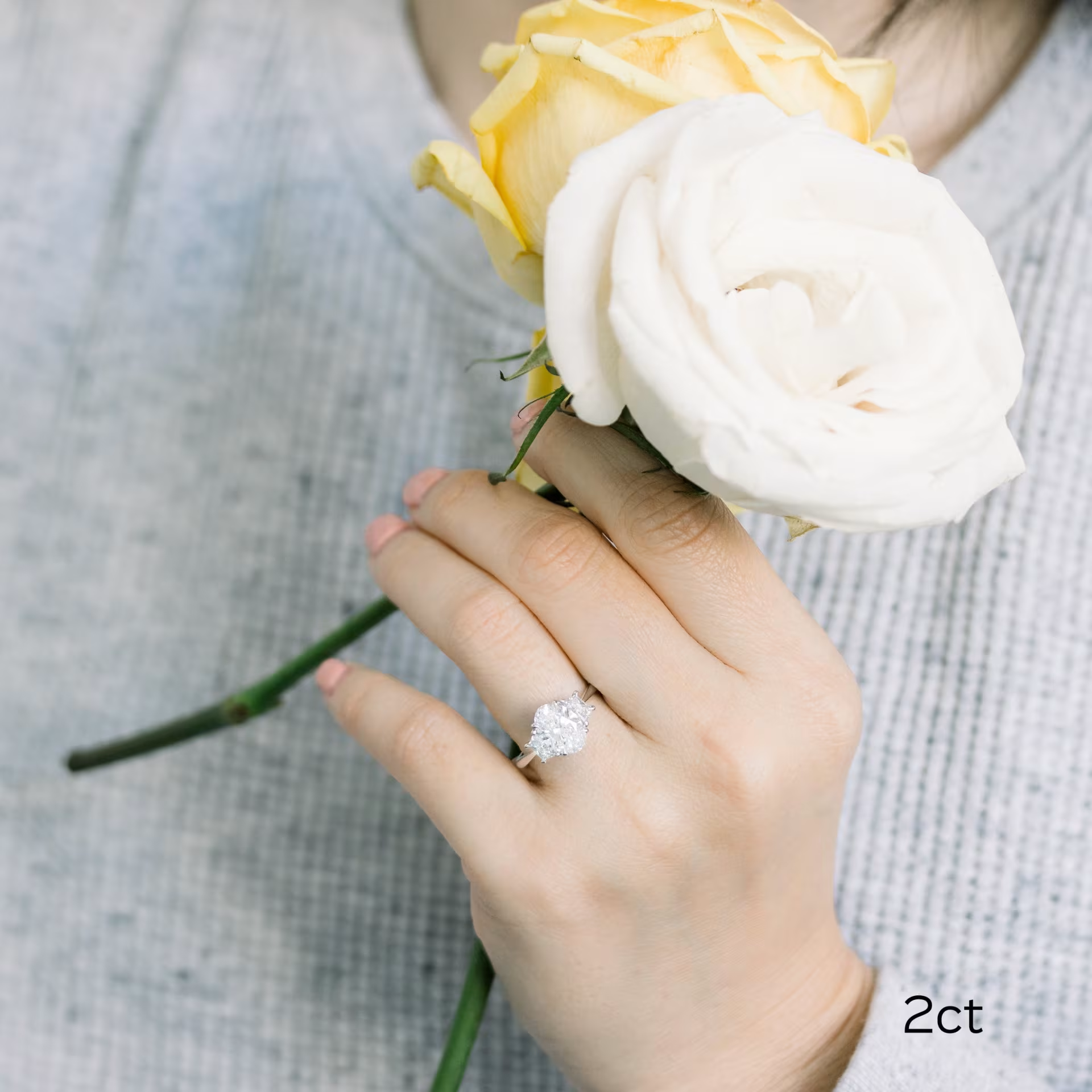 Marquise Cut Cluster Styled Lab Grown Diamond Engagement Ring