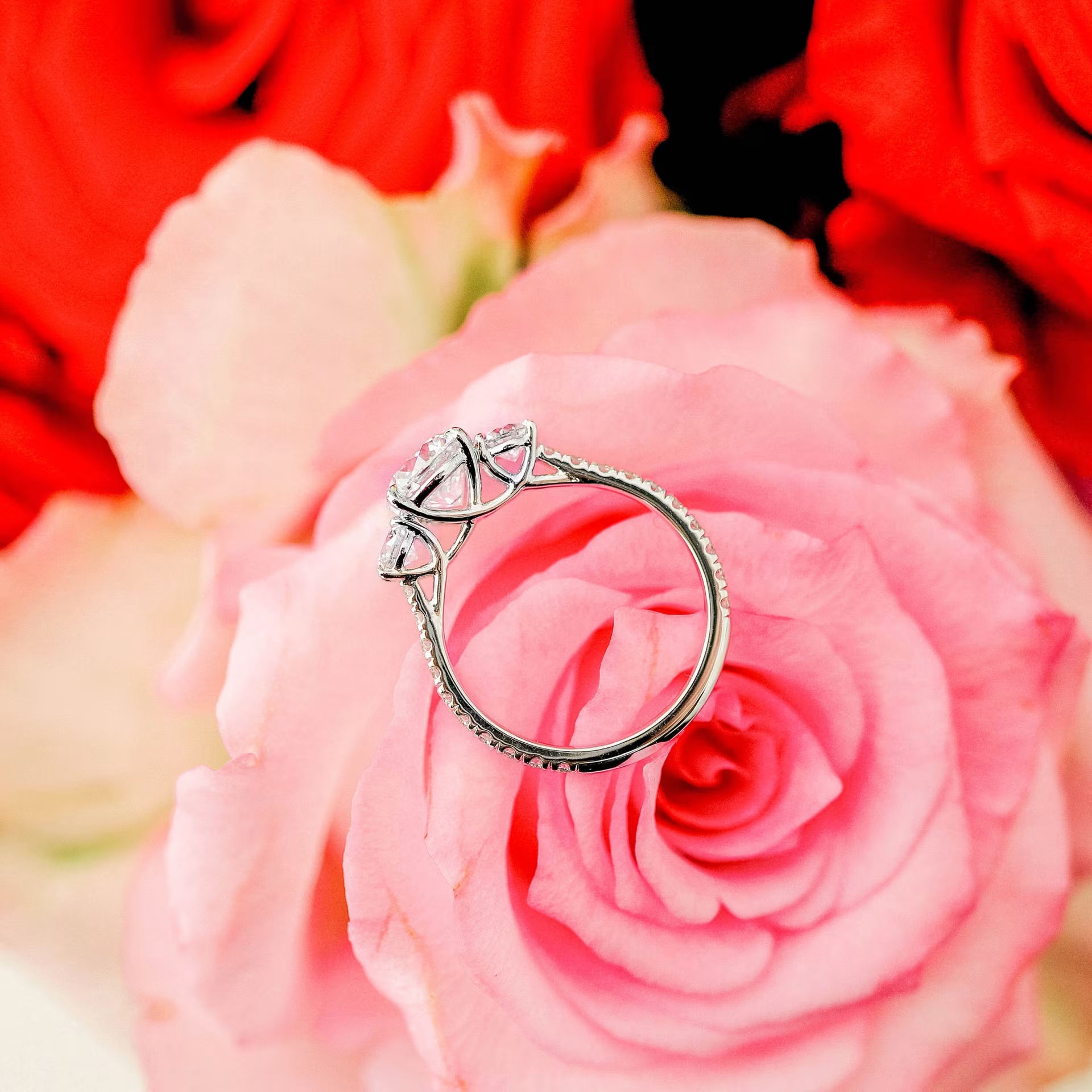 Marquise Cut Cluster Styled Lab Grown Diamond Engagement Ring