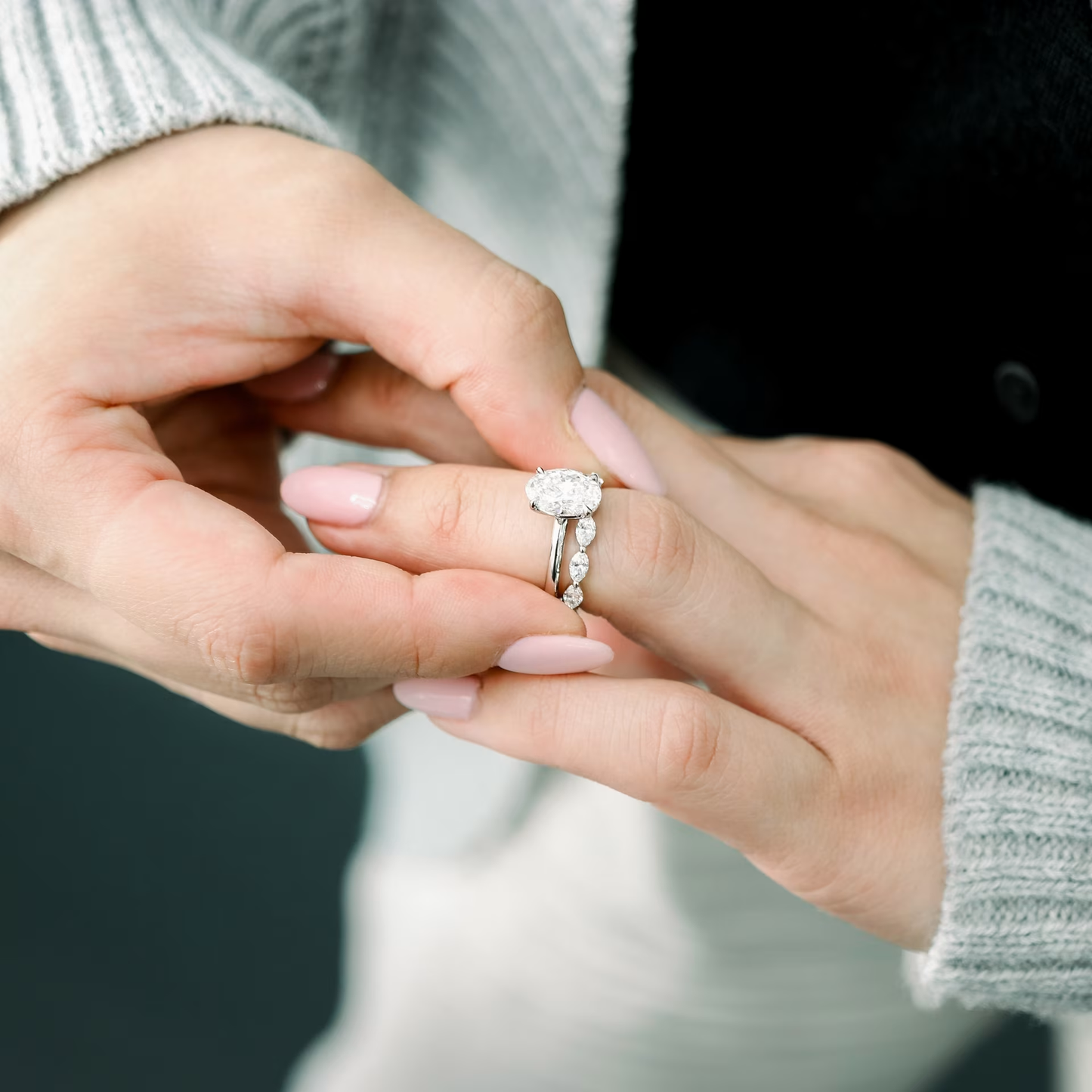 Marquise Cut Cluster Styled Lab Grown Diamond Engagement Ring