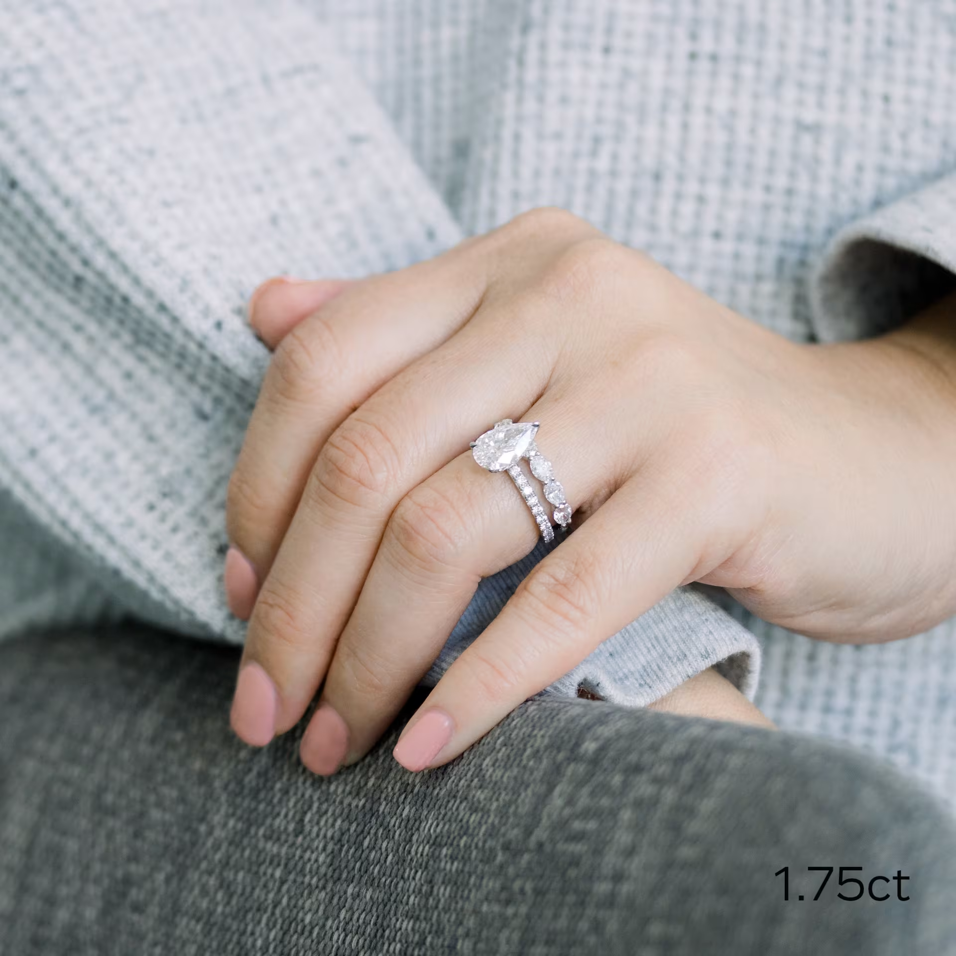 Marquise Cut Cluster Styled Lab Grown Diamond Engagement Ring