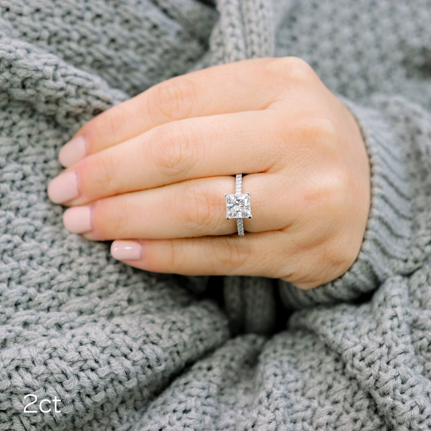 Marquise Cut Cluster Styled Lab Grown Diamond Engagement Ring