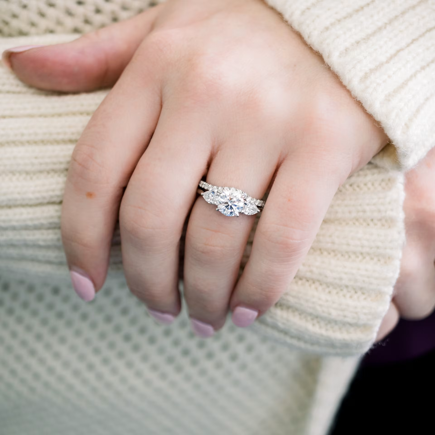 Marquise Cut Cluster Styled Lab Grown Diamond Engagement Ring