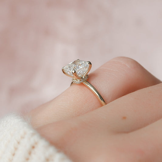4.0 CT Cushion Cut Lab Grown Diamond Hidden Halo Engagement Ring (US Size 5 Ready To Ship)