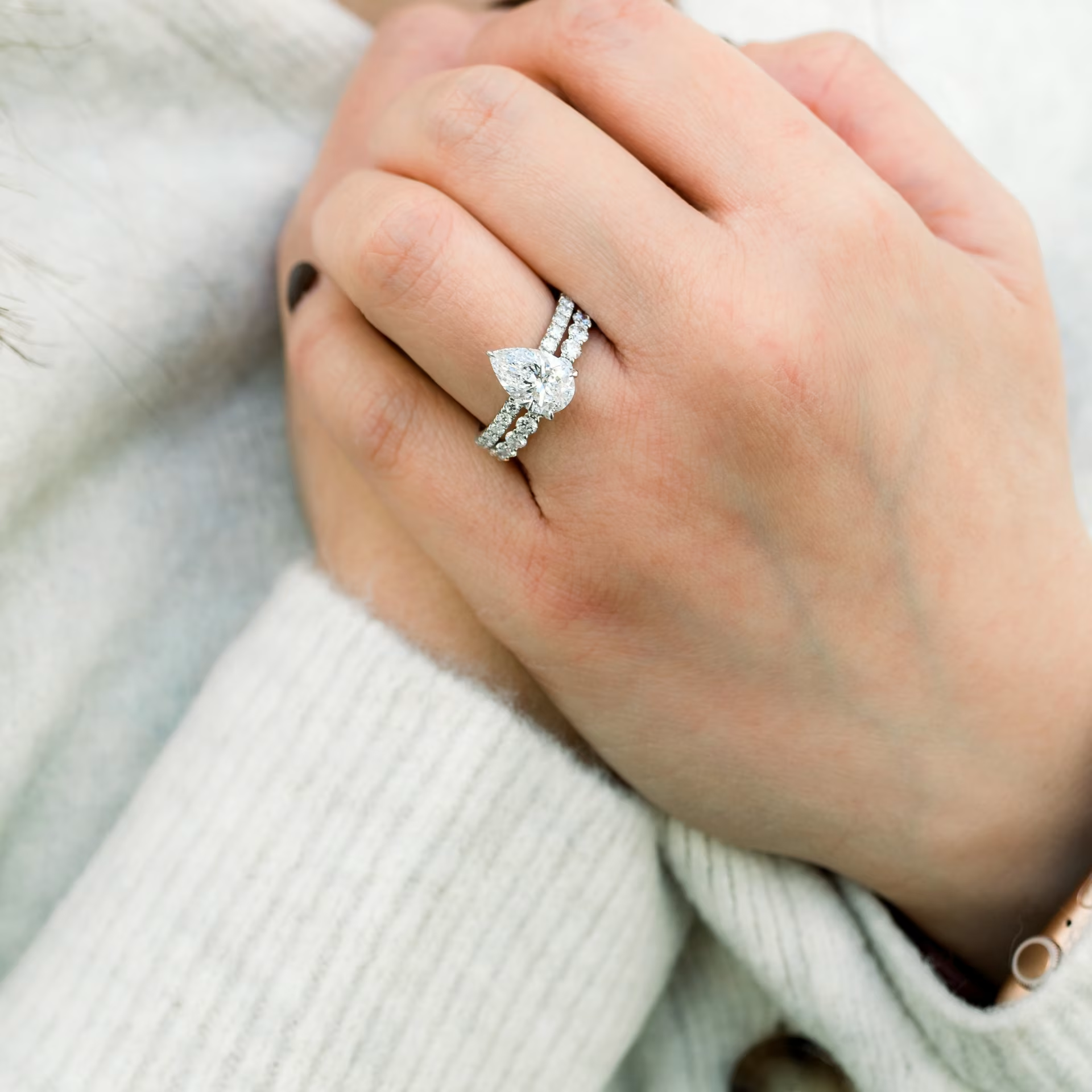 Marquise Cut Cluster Styled Lab Grown Diamond Engagement Ring