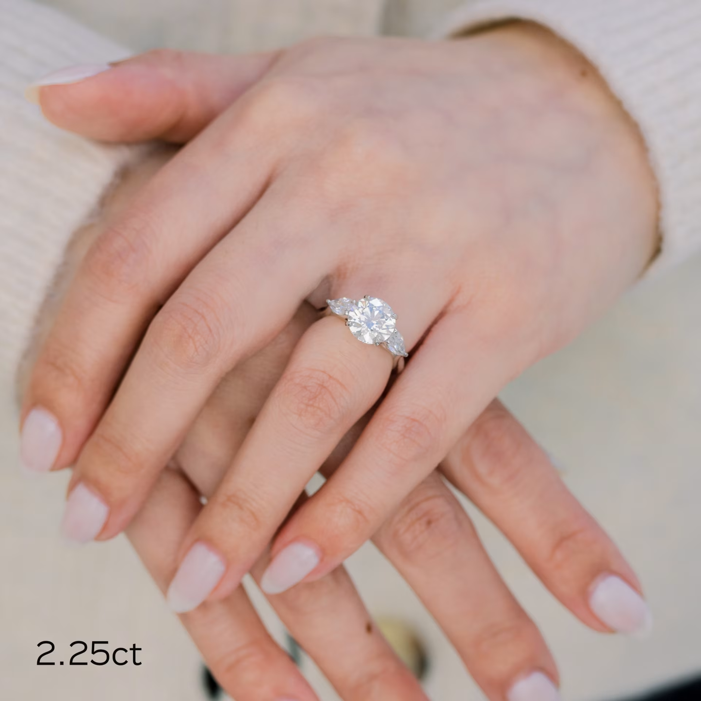 Marquise Cut Cluster Styled Lab Grown Diamond Engagement Ring