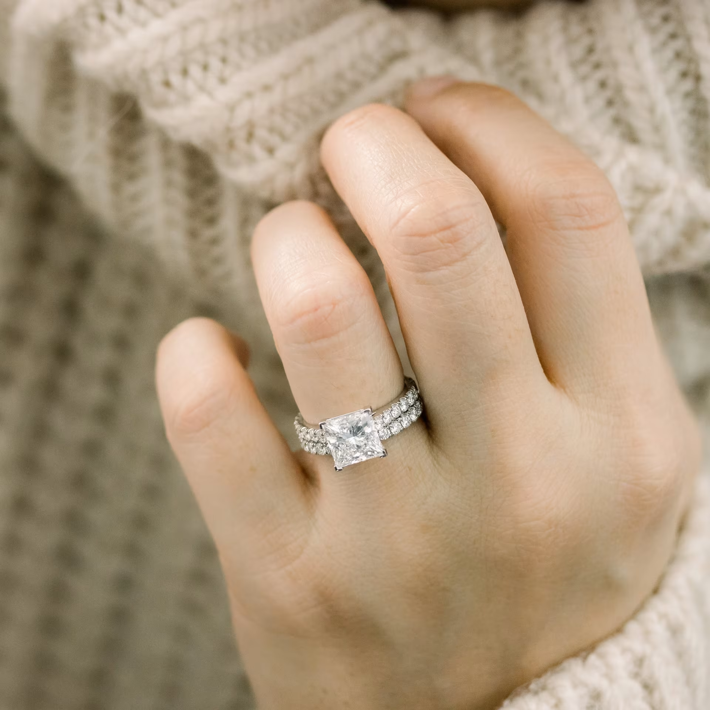 Marquise Cut Cluster Styled Lab Grown Diamond Engagement Ring