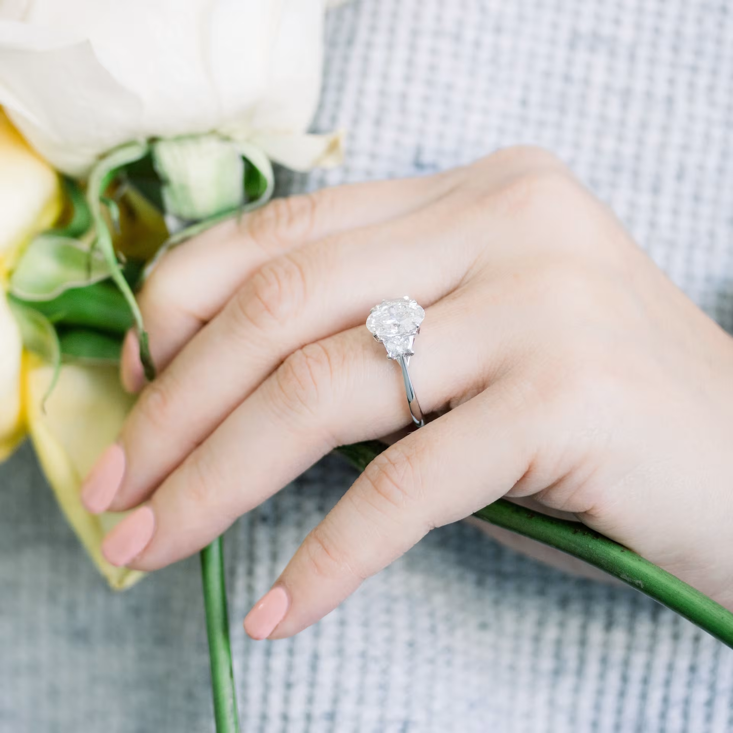 Marquise Cut Cluster Styled Lab Grown Diamond Engagement Ring