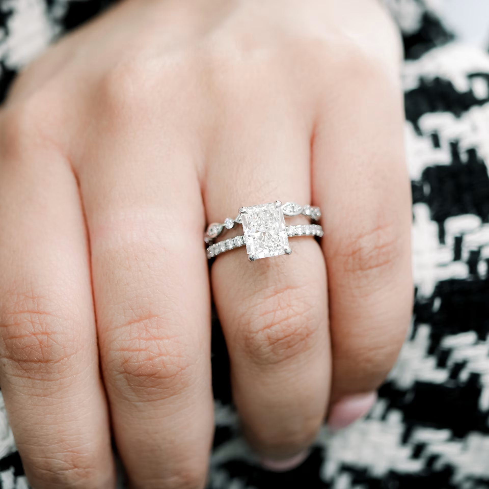 Marquise Cut Cluster Styled Lab Grown Diamond Engagement Ring