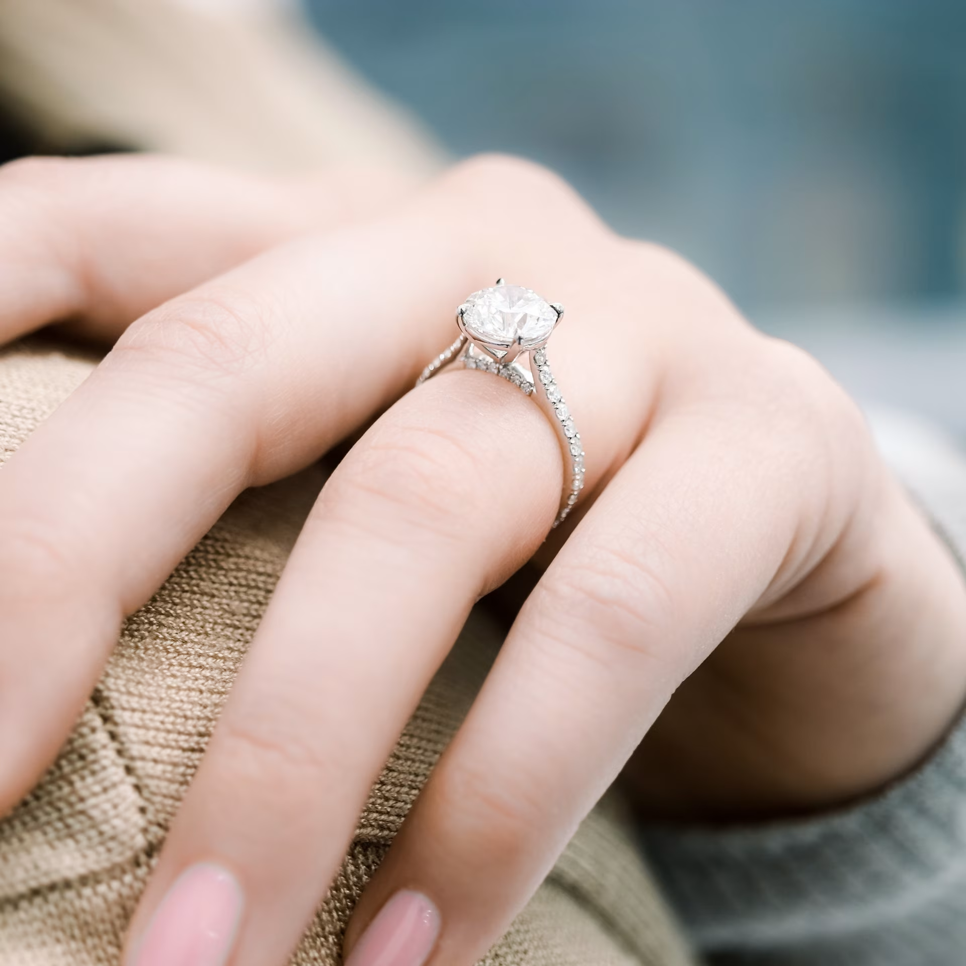 Marquise Cut Cluster Styled Lab Grown Diamond Engagement Ring