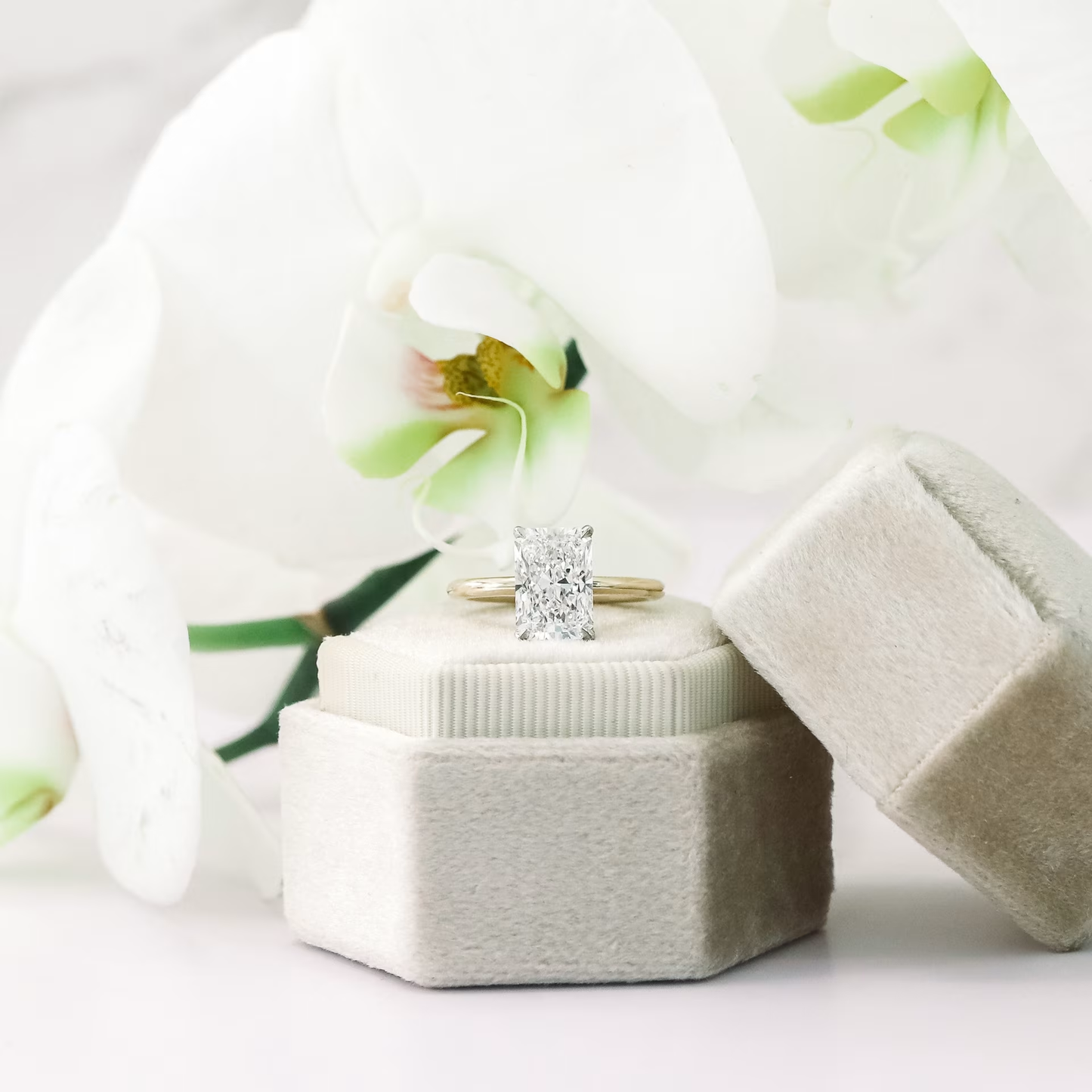 Marquise Cut Cluster Styled Lab Grown Diamond Engagement Ring