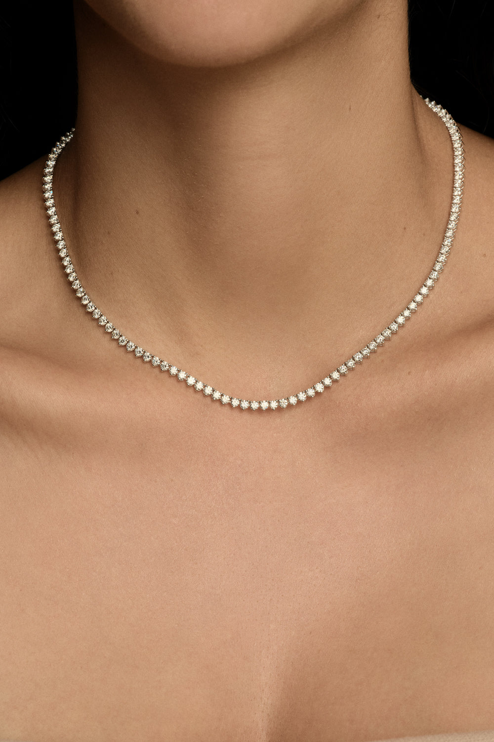 6 TCW Round Lab Grown Diamond Claw Tennis Necklace