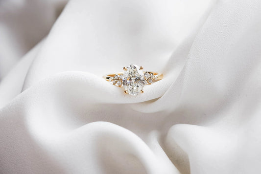 1.54 CT Oval Cluster Lab Grown Diamond Engagement Ring