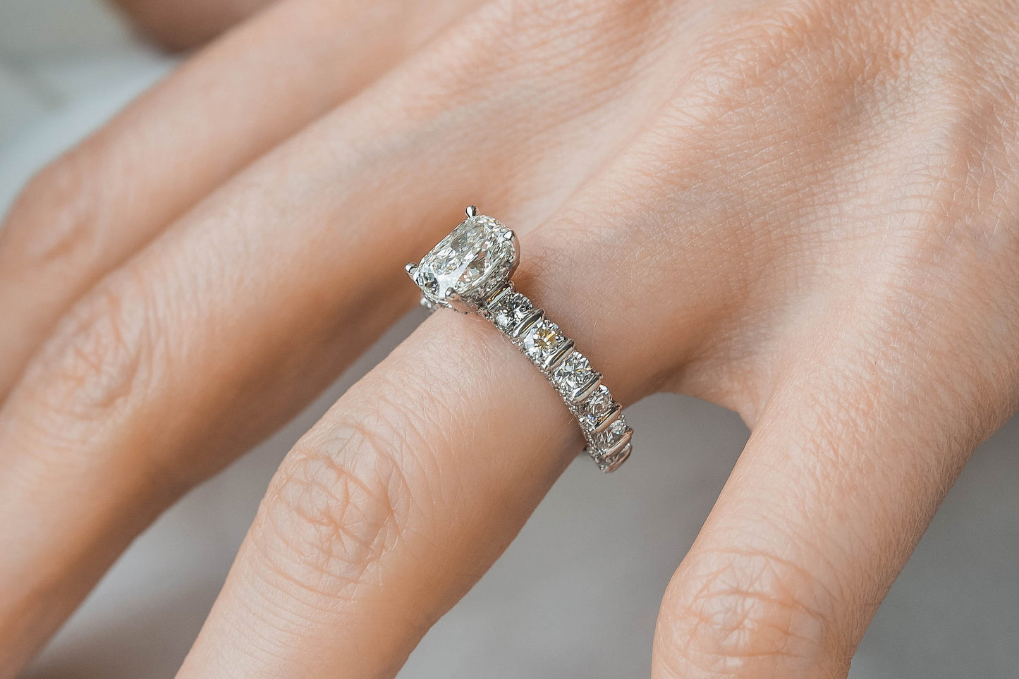 2 CT Round Three Stones Lab Grown Diamond Engagement Ring