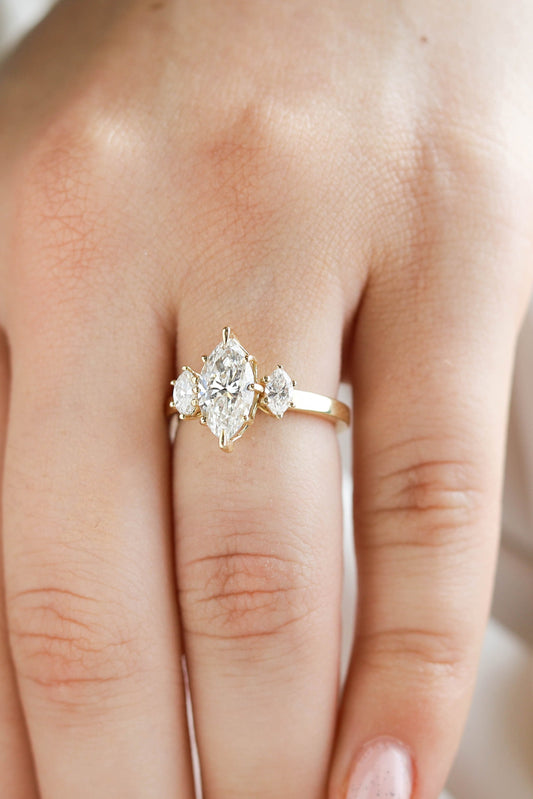 2 CT Round Three Stones Lab Grown Diamond Engagement Ring