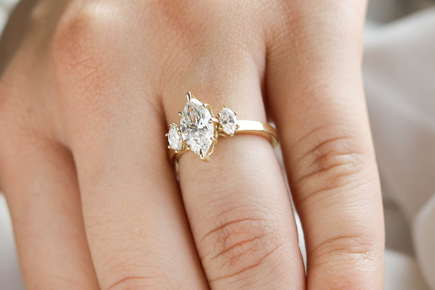 2 CT Round Three Stones Lab Grown Diamond Engagement Ring