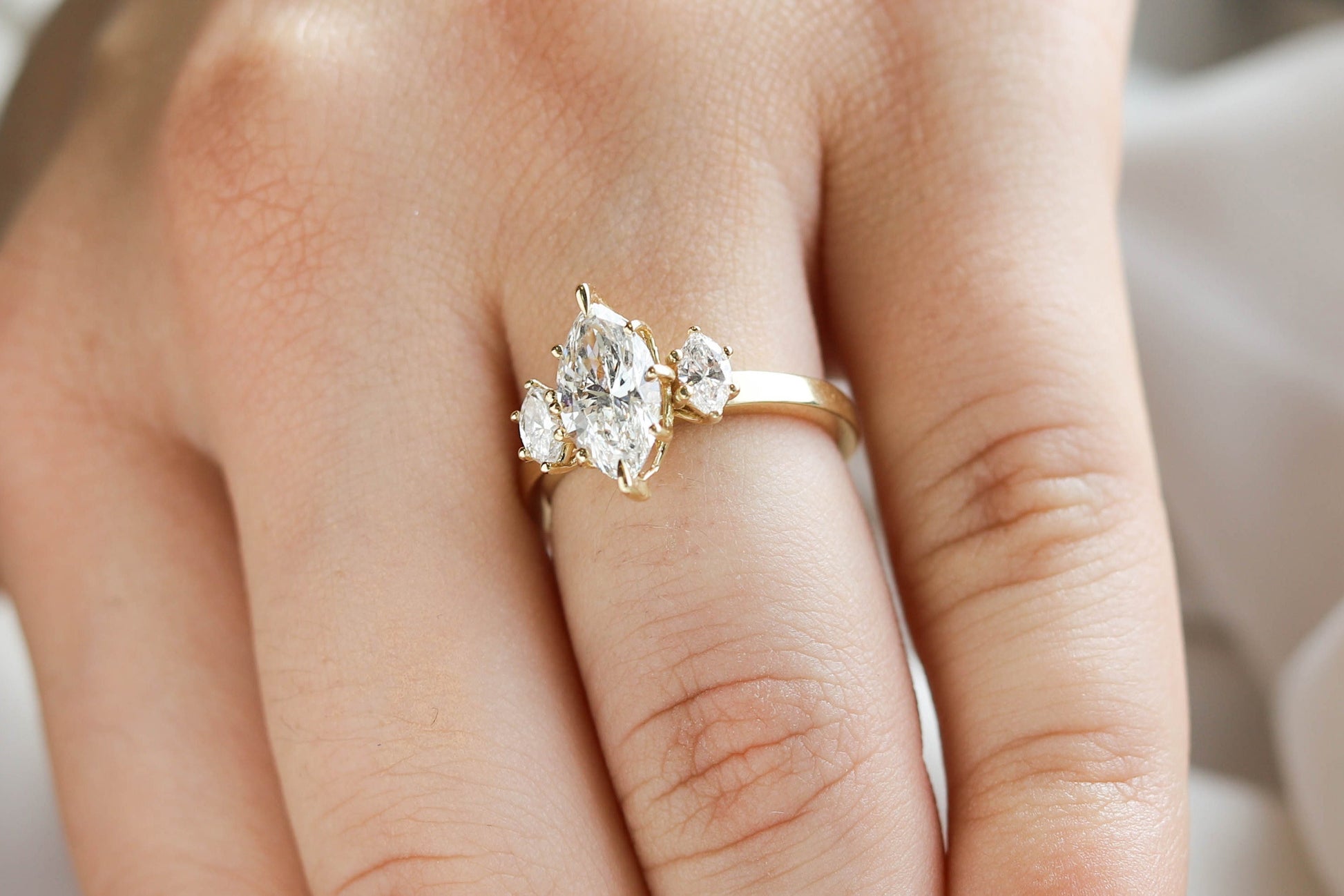 2 CT Round Three Stones Lab Grown Diamond Engagement Ring