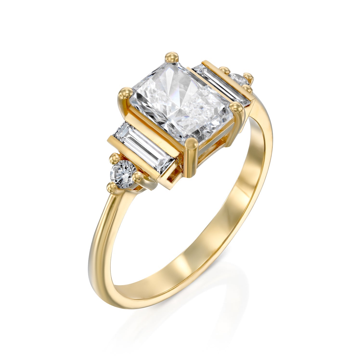2 CT Round Three Stones Lab Grown Diamond Engagement Ring