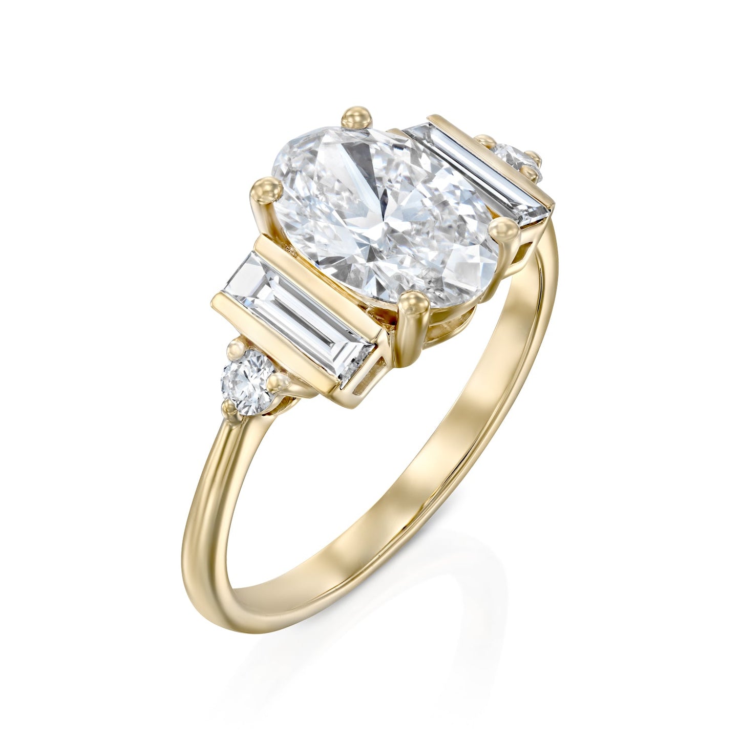 2 CT Round Three Stones Lab Grown Diamond Engagement Ring