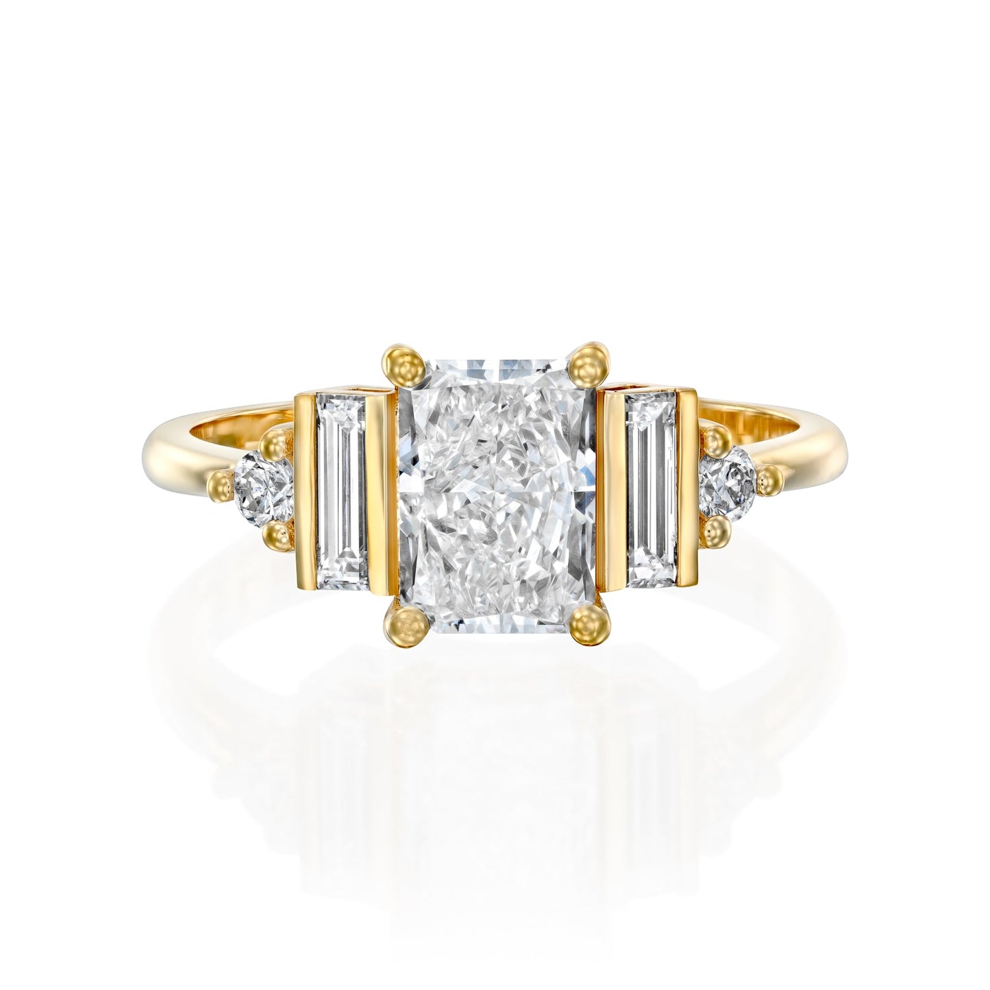 2 CT Round Three Stones Lab Grown Diamond Engagement Ring