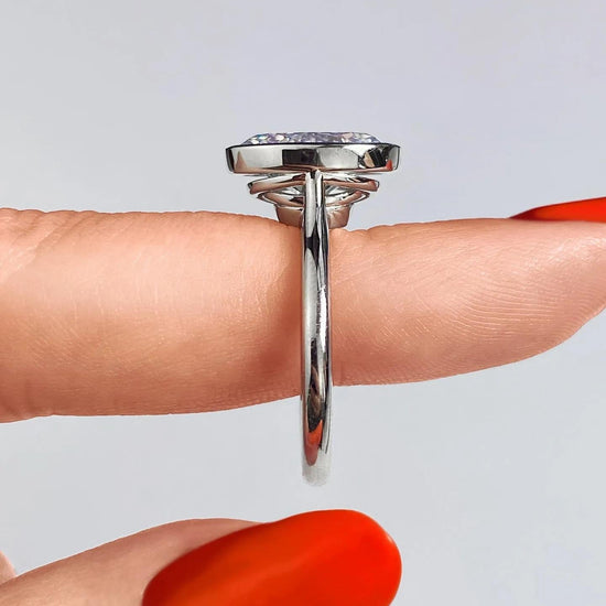 2 CT Oval Bezel CVD F/VS1 Diamond Engagement Ring 26