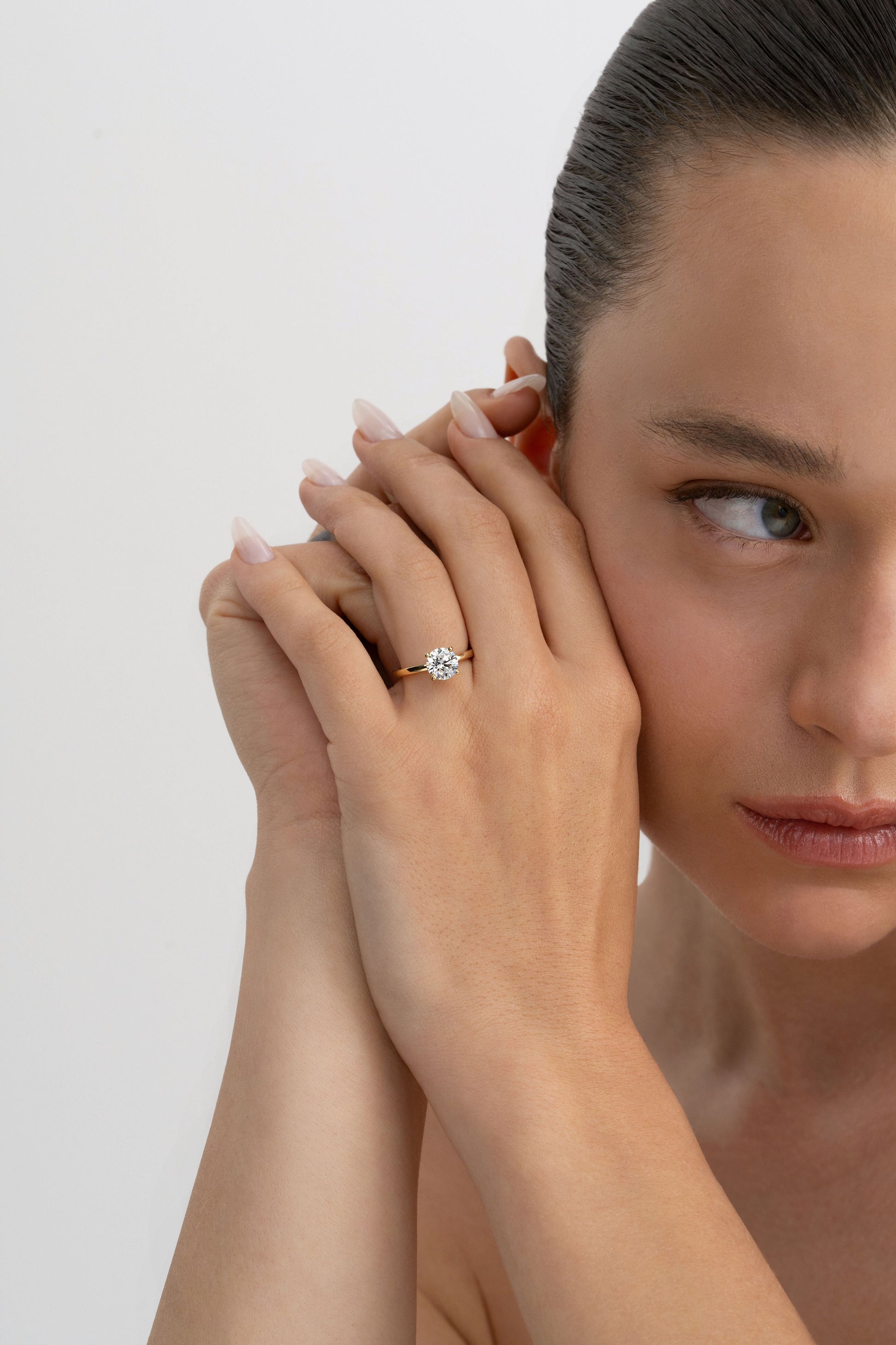 2 CT Round Three Stones Lab Grown Diamond Engagement Ring